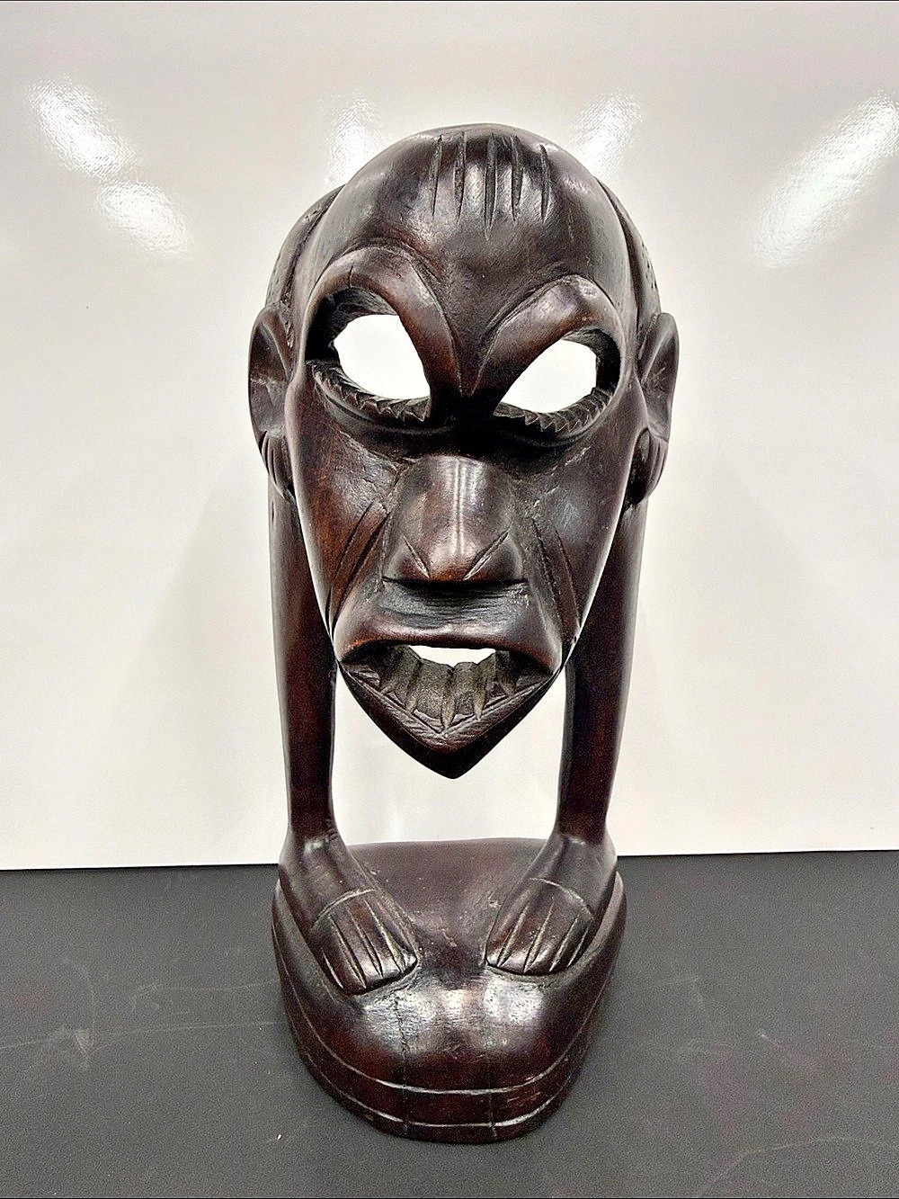Vintage Makonde Tanzania Ebony Wood Sculpture Felix Mali Style African Art 8.25”